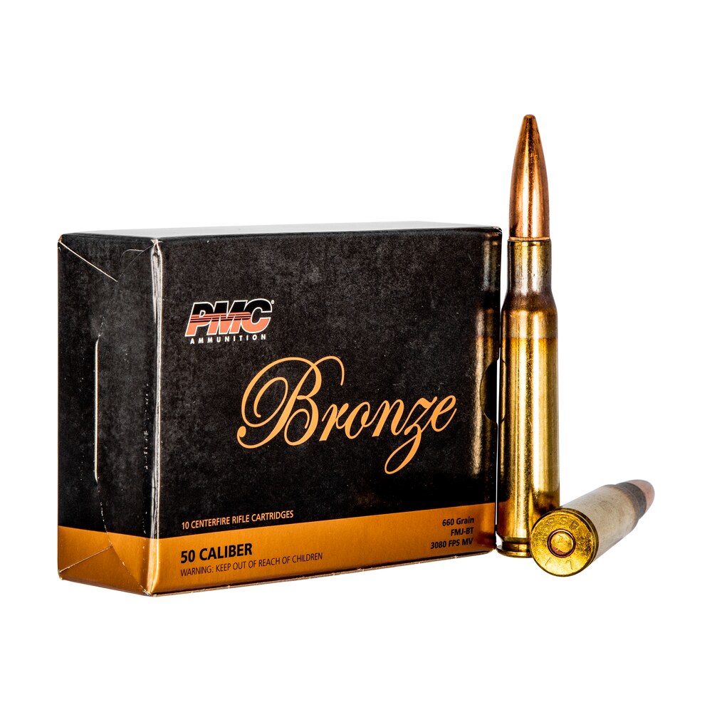 pmc 50a bronze 50bmg 660gr full metal jacket boat tail 10 per box/20 case PMC 50A Bronze 50BMG 660gr Full Metal Jacket Boat Tail 10 Per Box/20 Case Sports South item 47078