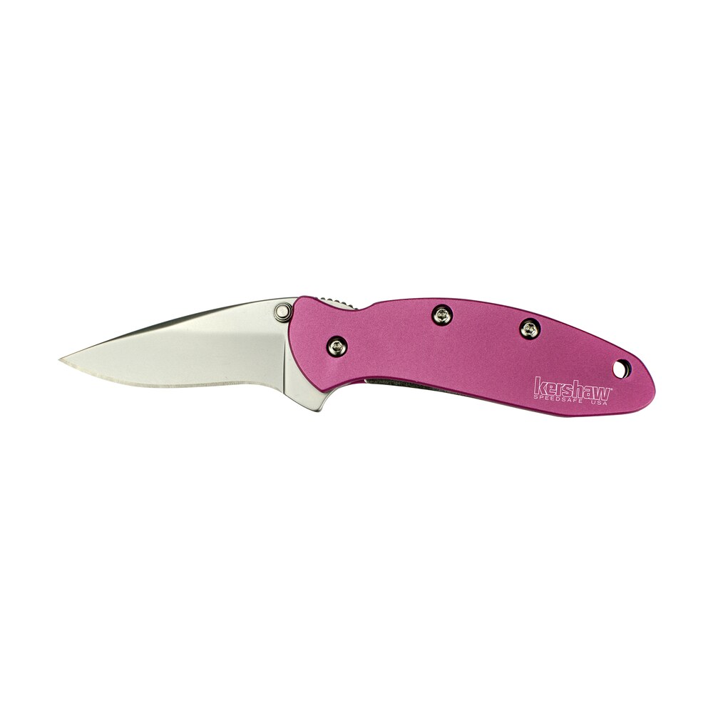 kershaw 1600pink chive 1.90" folding drop point plain bead blasted 420hc ss blade pink anodized aluminum handle includes pocket clip Kershaw 1600PINK Chive 1.90" Folding Drop Point Plain Bead Blasted 420HC SS Blade Pink Anodized Sports South item 47670