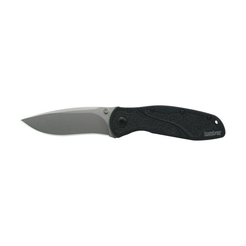 kershaw 1670s30v blur 3.40" folding drop point w/recurve plain stonewashed powder coated cpm s30v ss blade black anodized aluminum handle includes pocket clip Kershaw 1670S30V Blur 3.40" Folding Drop Point Sports South item 47675