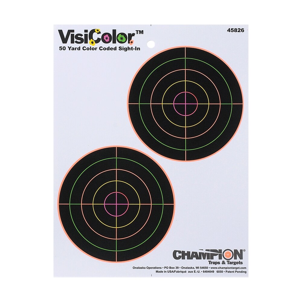 champion targets 45826 visicolor 5" double bullseye paper self adhesive 8.50" x 11" multi color 10 pack Champion Targets 45826 VisiColor 5" Double Bullseye Paper Self-Adhesive 8.50" x 11" Multi-Color Sports South item 47748