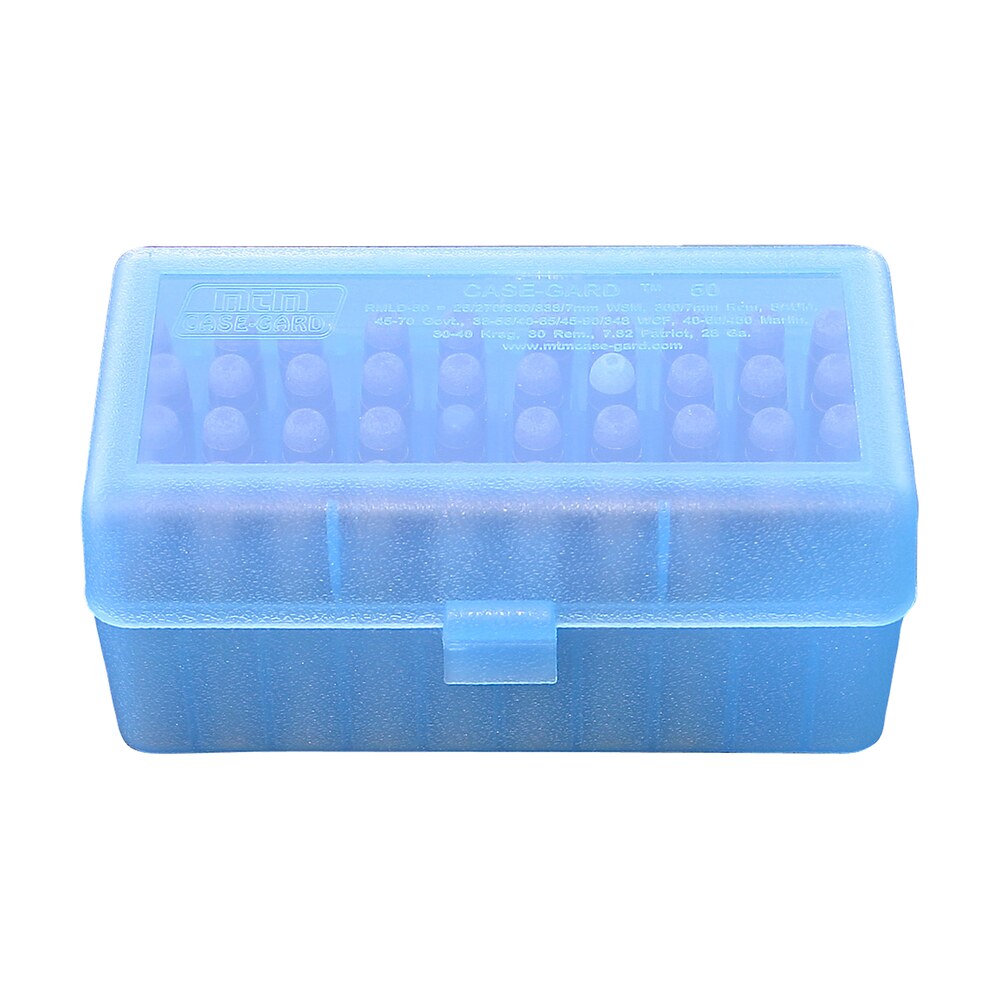 mtm case gard rsld5024 ammo box flip top multi caliber clear blue polypropylene 50rd MTM Case-Gard RSLD5024 Ammo Box Flip-Top Multi Caliber Clear Blue Polypropylene 50rd Sports South item 47993