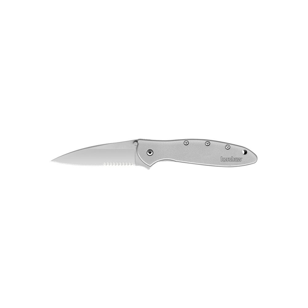 kershaw 1660st leek 3" folding drop point part serrated bead blasted 14c28n steel blade bead blasted 410 stainless steel handle includes pocket clip Kershaw 1660ST Leek 3" Folding Drop Point Part Serrated Bead Blasted 14C28N Steel Blade Bead Sports South item 48583
