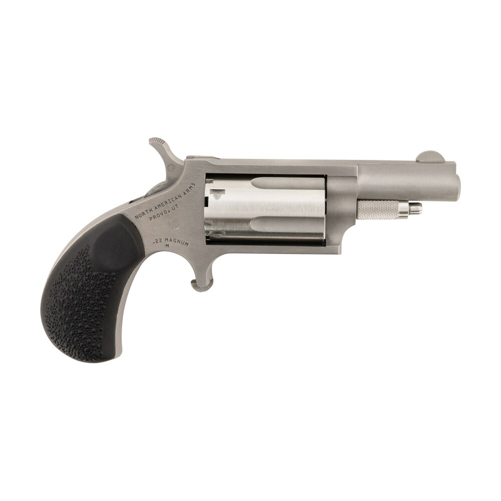north american arms 22mgrchss mini revolver carry combo sports south exclusive 22 wmr 5 shot 1.63" stainless steel barrel, frame & cylinder, black rubber grip, exposed hammer, side carry holster North American Arms 22MGRCHSS Mini-Revolver Carry Combo Sports South Exclusive 22 WMR 5 Shot Sports South item 50194