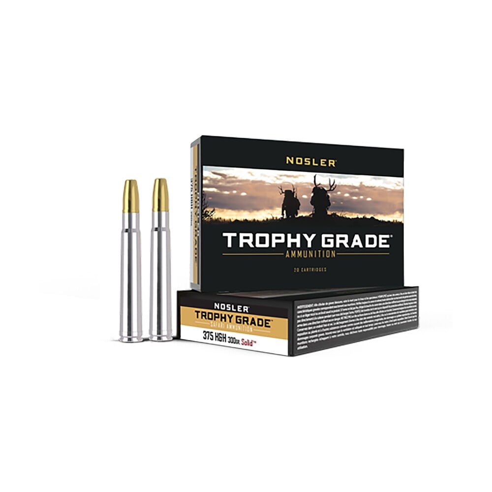 nosler 40608 trophy grade safari 375h&hmag 300gr nosler solid 20 per box/10 case Nosler 40608 Trophy Grade Safari 375H&HMag 300gr Nosler Solid 20 Per Box/10 Case Sports South item 50410