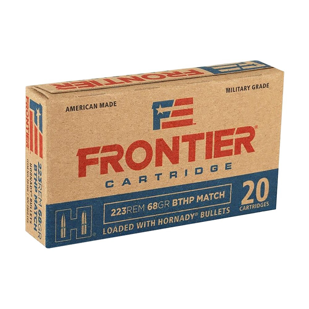 frontier cartridge fr160 military grade centerfire rifle 223rem 68gr hollow point boat tail 20 per box/25 case Frontier Cartridge FR160 Military Grade Centerfire Rifle 223Rem 68gr Hollow Point Boat Tail 20 Sports South item 50462