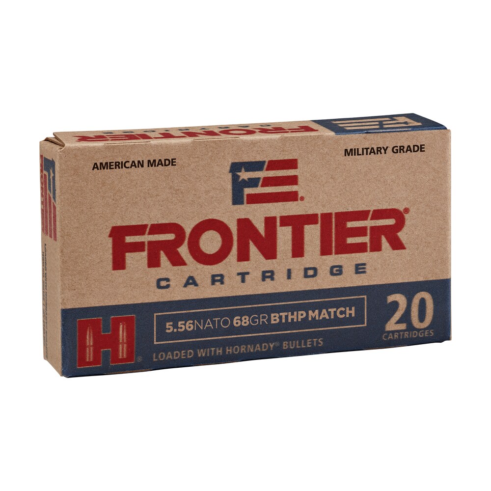 frontier cartridge fr310 military grade centerfire rifle 5.56x45mmnato 68gr hollow point boat tail match 20 per box/25 case Frontier Cartridge FR310 Military Grade Centerfire Rifle 5.56x45mmNATO 68gr Hollow Point Boat Sports South item 50475