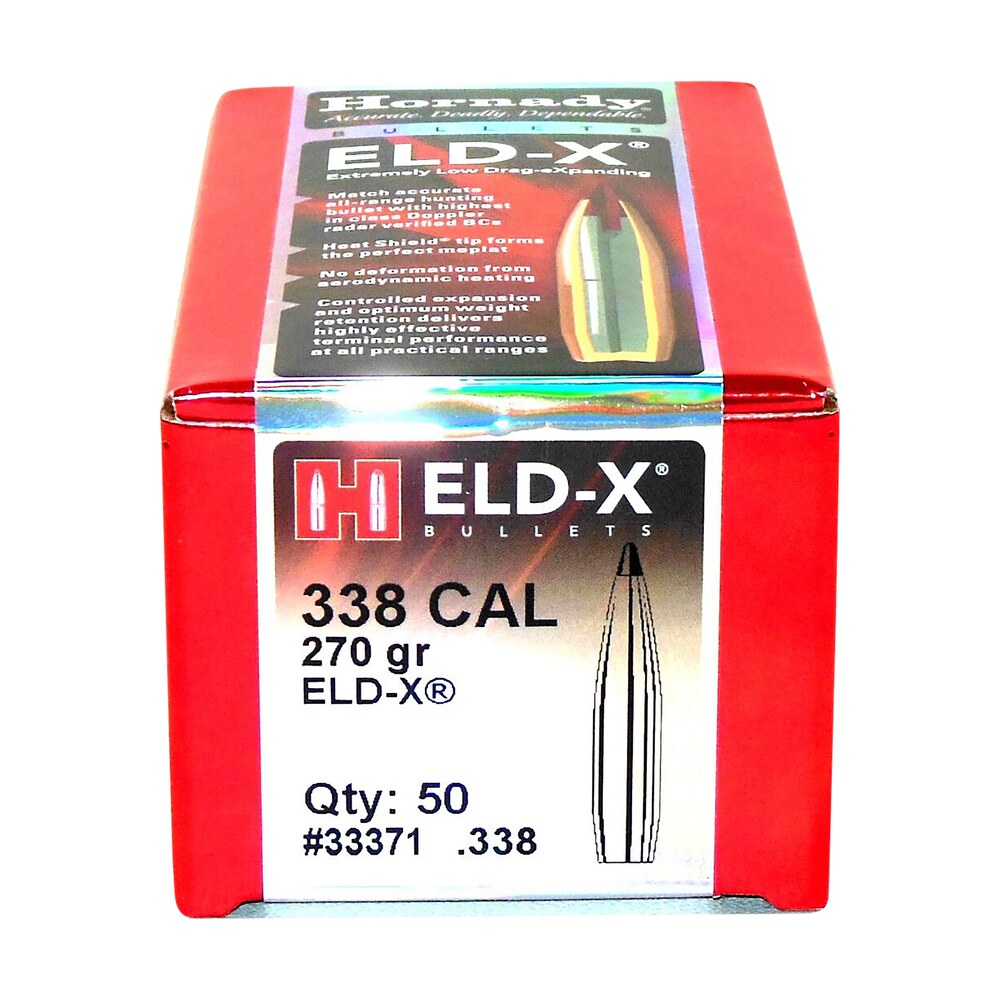 hornady 33371 eld x 338 cal .338 270 gr extremely low drag expanding 50 per box/ 15 case Hornady 33371 ELD-X 338 Cal .338 270 gr Extremely Low Drag eXpanding 50 Per Box/ 15 Case Sports South item 50691