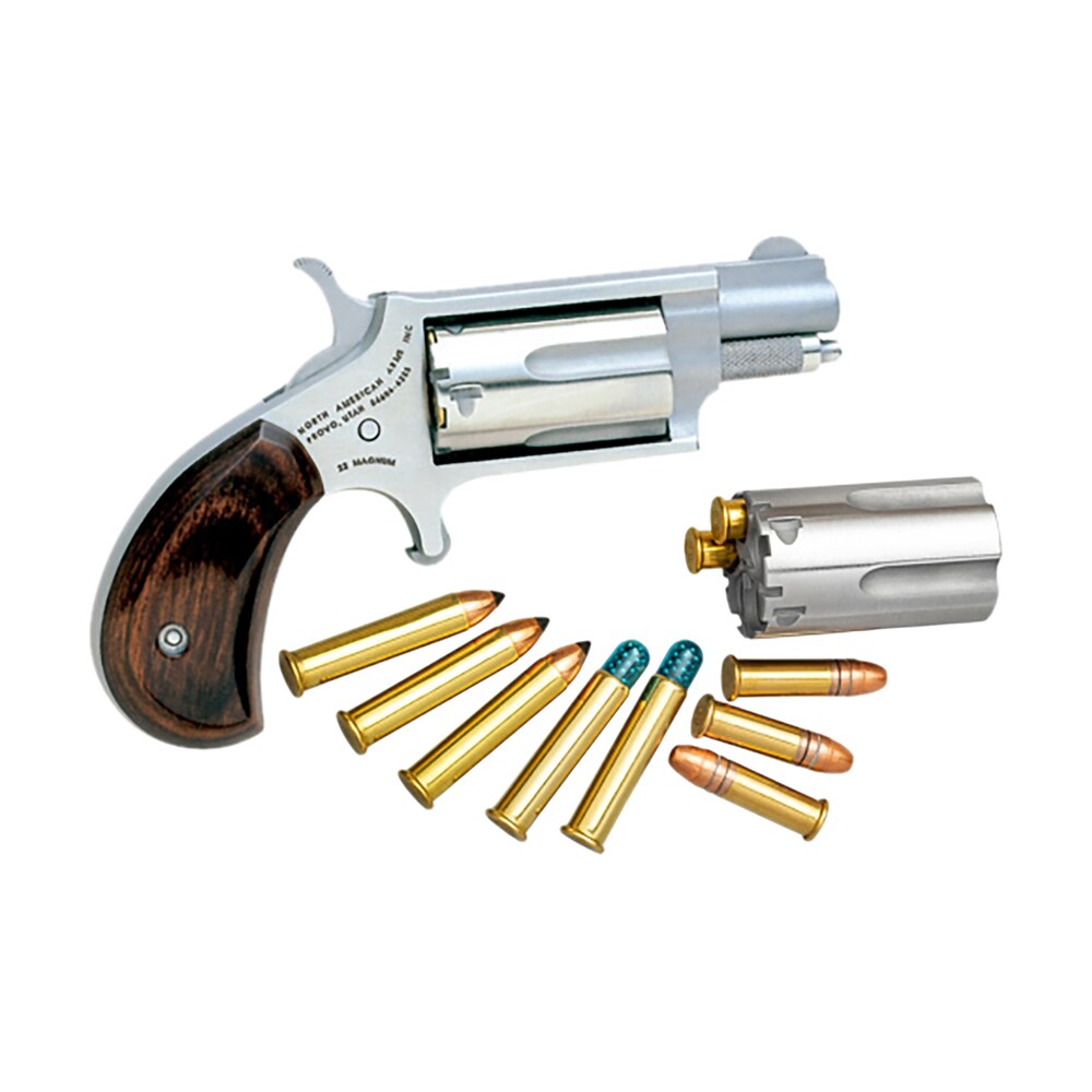 north american arms 22msc mini revolver 22 lr/22 wmr 5 shot 1.13" stainless steel barrel, frame & cylinder, rosewood birdshead grip exposed hammer North American Arms 22MSC Mini-Revolver 22 LR/22 WMR 5 Shot 1.13" Stainless Steel Sports South item 51204