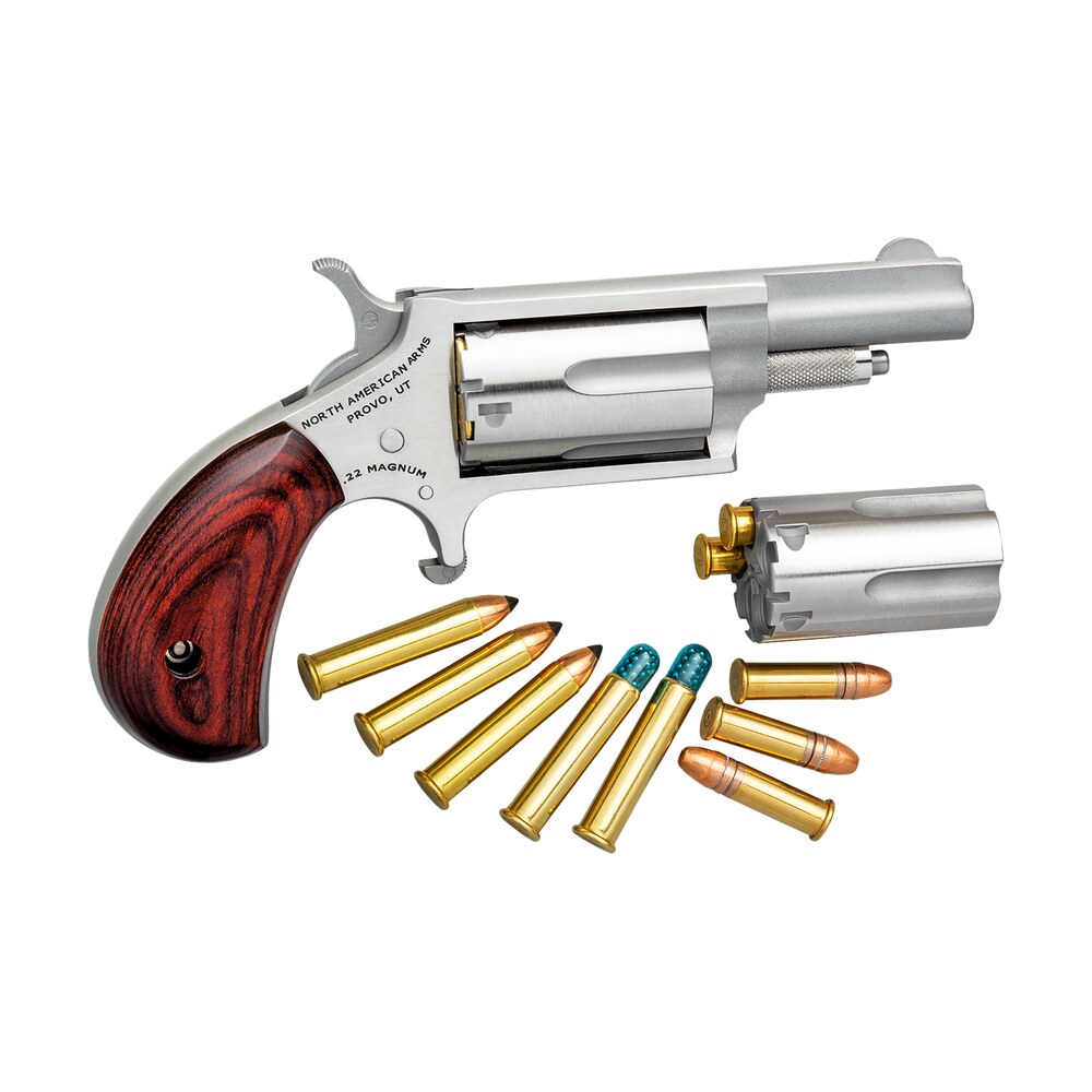 north american arms 22mc mini revolver 22 lr/22 wmr 5 shot 1.63" stainless steel barrel, frame & cylinder, rosewood grip, exposed hammer North American Arms 22MC Mini-Revolver 22 LR/22 WMR 5 Shot 1.63" Stainless Steel Sports South item 51205