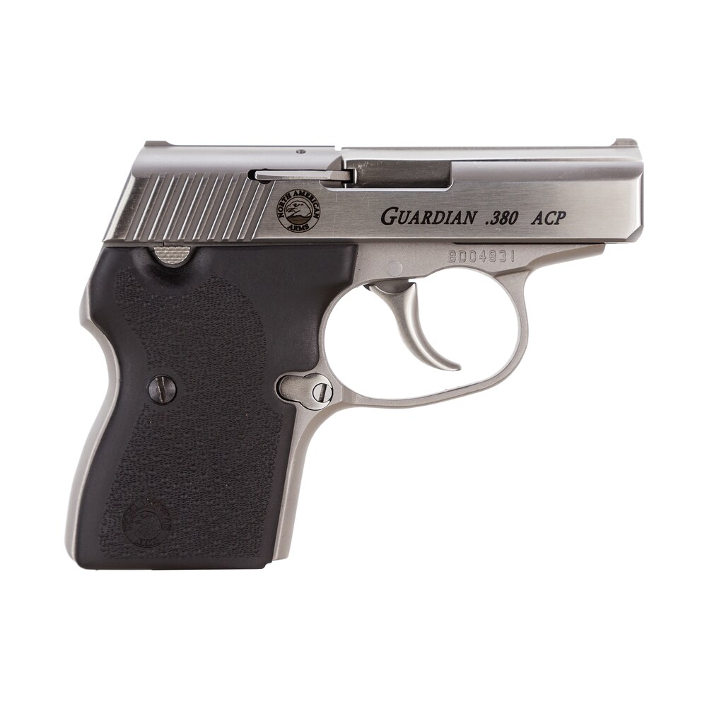 north american arms 380guardian guardian 380 acp 6+1 2.50" stainless steel barrel, stainless steel serrated slide, stainless steel frame, black rubber grip, right hand North American Arms 380GUARDIAN Guardian 380 ACP 6+1 2.50" Stainless Steel Sports South item 51227