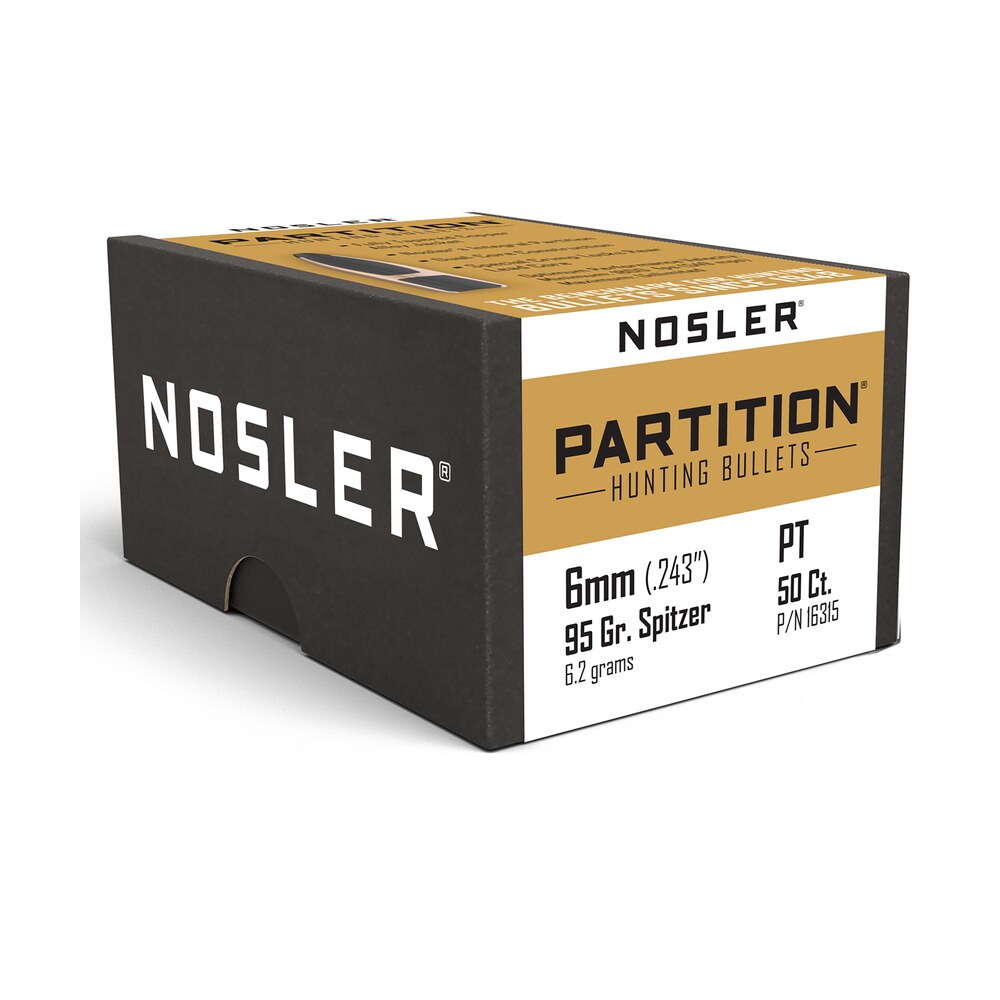 nosler 16315 partition 6mm 95gr partition 50/box Nosler 16315 Partition 6mm 95gr Partition 50/Box Sports South item 51301