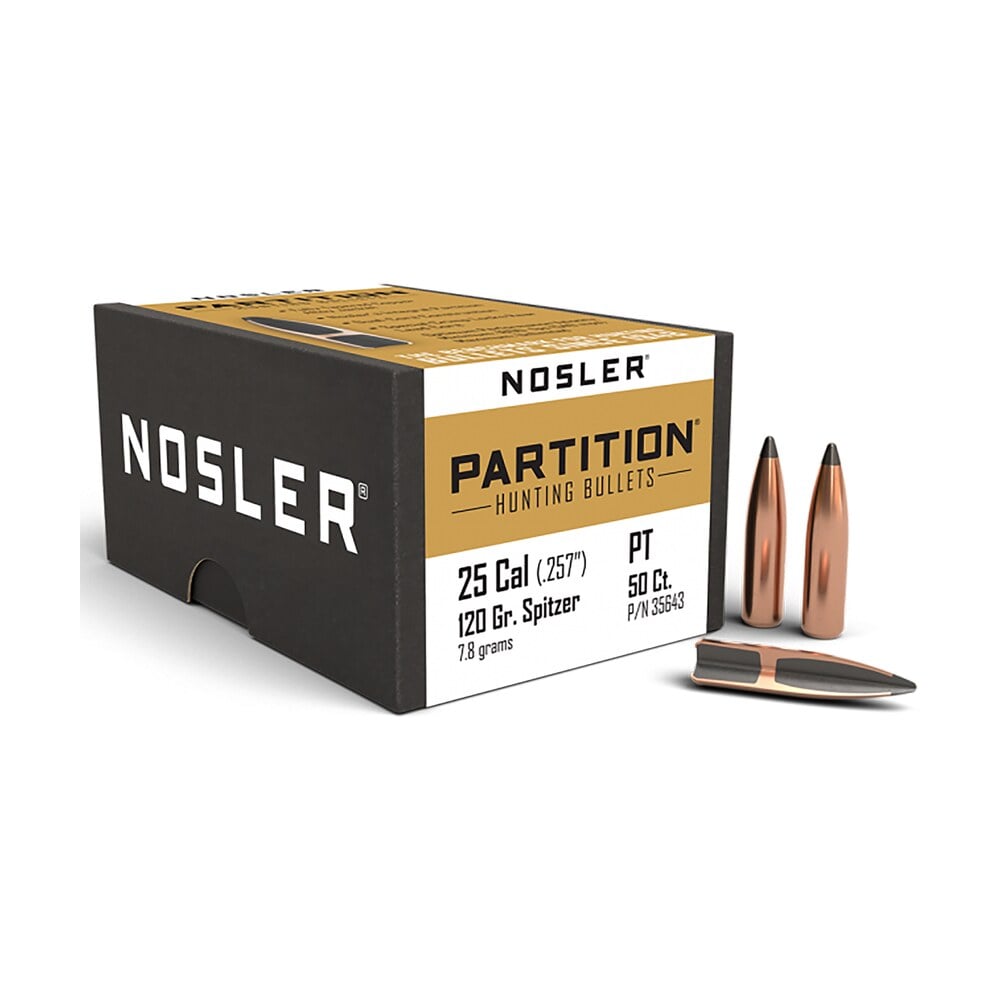 nosler 35643 partition 25cal 120gr spitzer 50/box Nosler 35643 Partition 25Cal 120gr Spitzer 50/Box Sports South item 51305