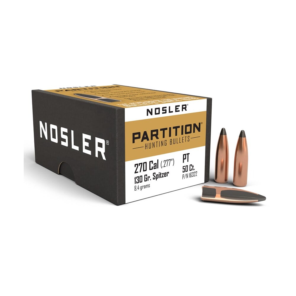 nosler 16322 partition 270win 130gr partition spitzer 50/box Nosler 16322 Partition 270Win 130gr Partition Spitzer 50/Box Sports South item 51308