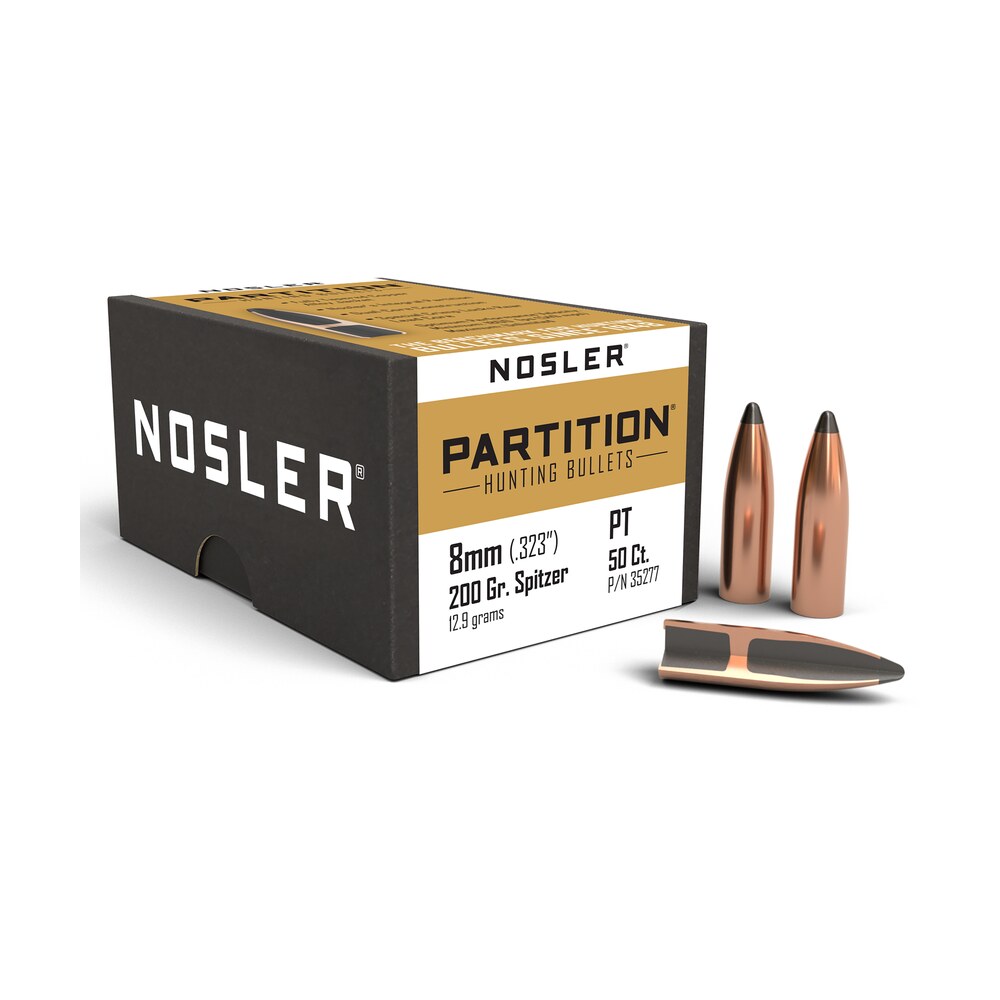 nosler 35277 partition 8mm 200gr partition spitzer 50/box Nosler 35277 Partition 8mm 200gr Partition Spitzer 50/Box Sports South item 51322