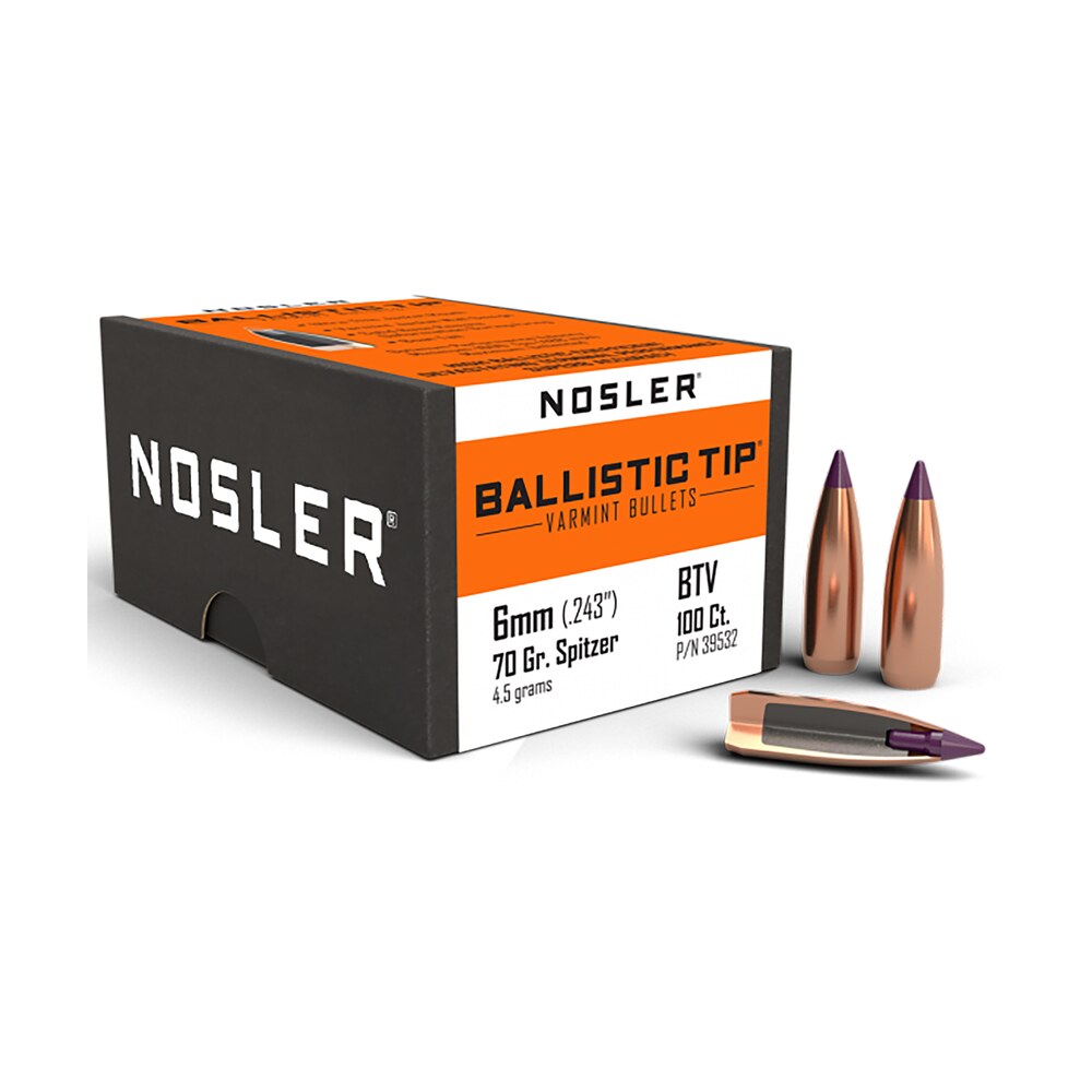 nosler 39532 ballistic tip 6mm 70gr spitzer point 100/box Nosler 39532 Ballistic Tip 6mm 70gr Spitzer Point 100/Box Sports South item 51332