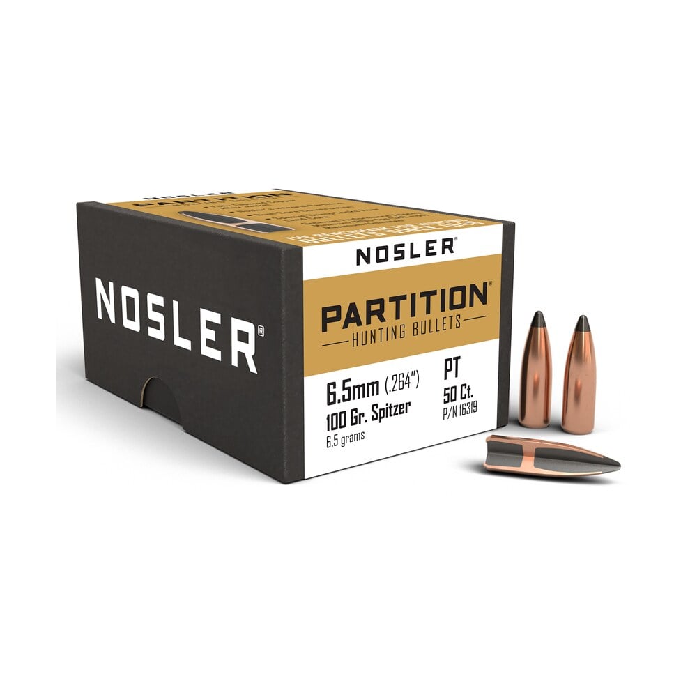 nosler 16319 partition 6.5 creedmoor 100gr partition spitzer 50/box Nosler 16319 Partition 6.5 Creedmoor 100gr Partition Spitzer 50/Box Sports South item 51460