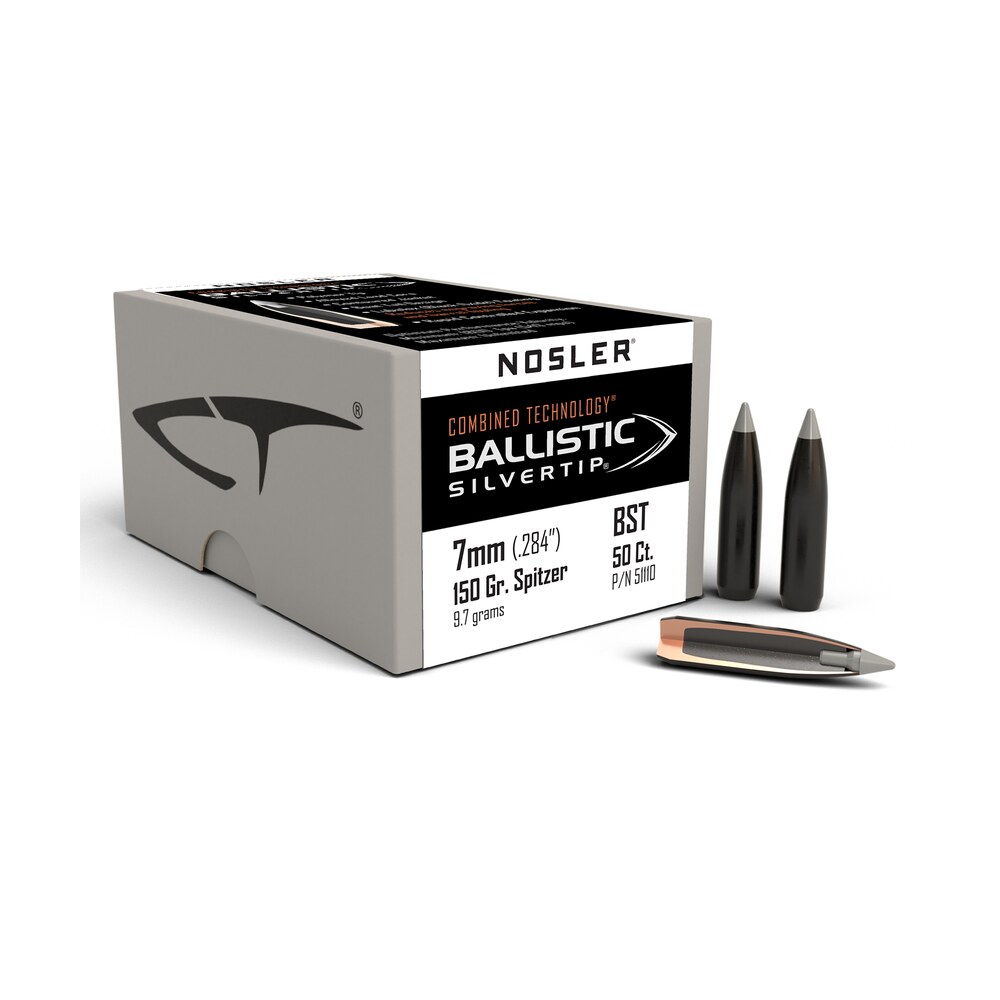 nosler 51110 ballistic silvertip 7mm 150gr spitzer point 50/box Nosler 51110 Ballistic Silvertip 7mm 150gr Spitzer Point 50/Box Sports South item 51476