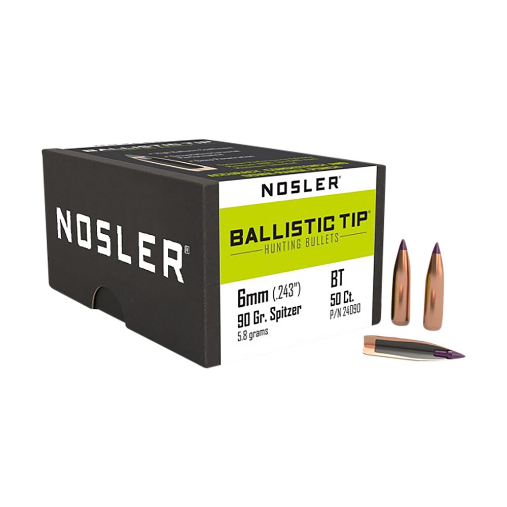 nosler 24090 ballistic tip 6mm 90gr ballistic tip hunting 50/box Nosler 24090 Ballistic Tip 6mm 90gr Ballistic Tip Hunting 50/Box Sports South item 51511
