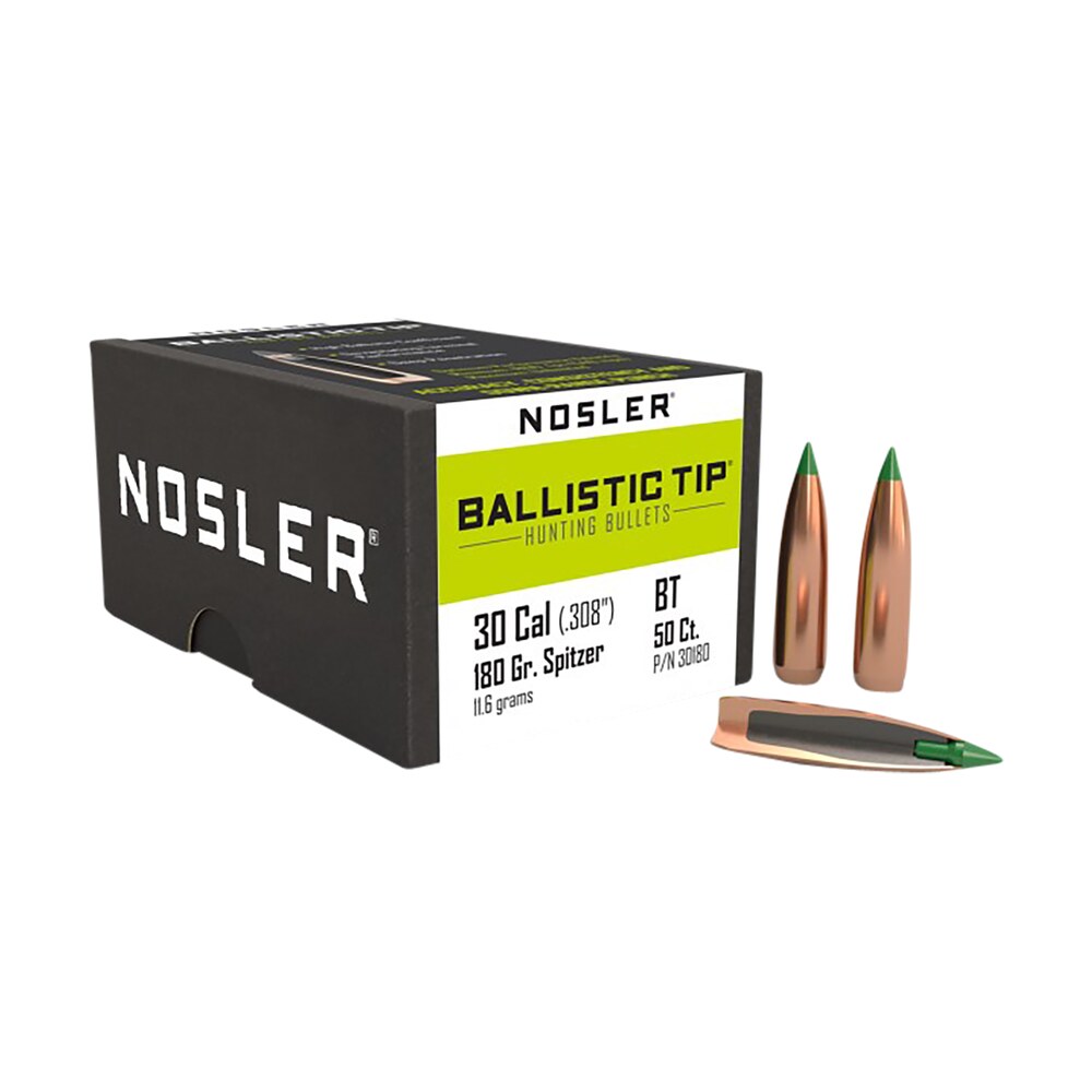 nosler 30180 ballistic tip 30cal 180gr spitzer 50/box Nosler 30180 Ballistic Tip 30Cal 180gr Spitzer 50/Box Sports South item 51663