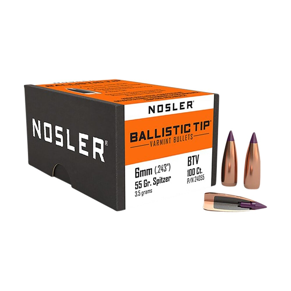 nosler 24055 ballistic tip 6mm 55gr spitzer 100/box Nosler 24055 Ballistic Tip 6mm 55gr Spitzer 100/Box Sports South item 51665