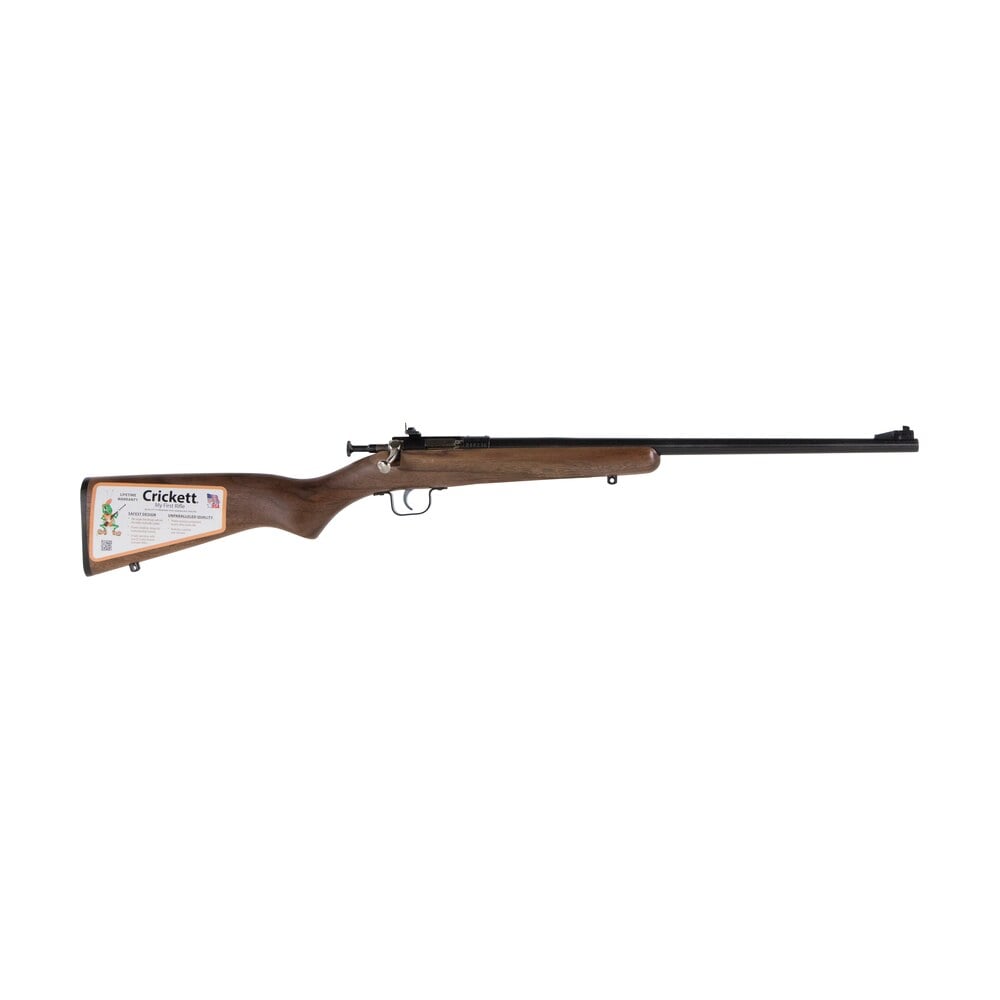 crickett ksa2338 youth 22 wmr 1rd 16.12" barrel & receiver, fixed front/adjustable rear peep sights, walnut stock w/11.5" lop, rebounding firing pin safety Crickett KSA2338 Youth 22 WMR 1rd 16.12" Barrel & Receiver, Fixed Front/Adjustable Rear Sports South item 52130