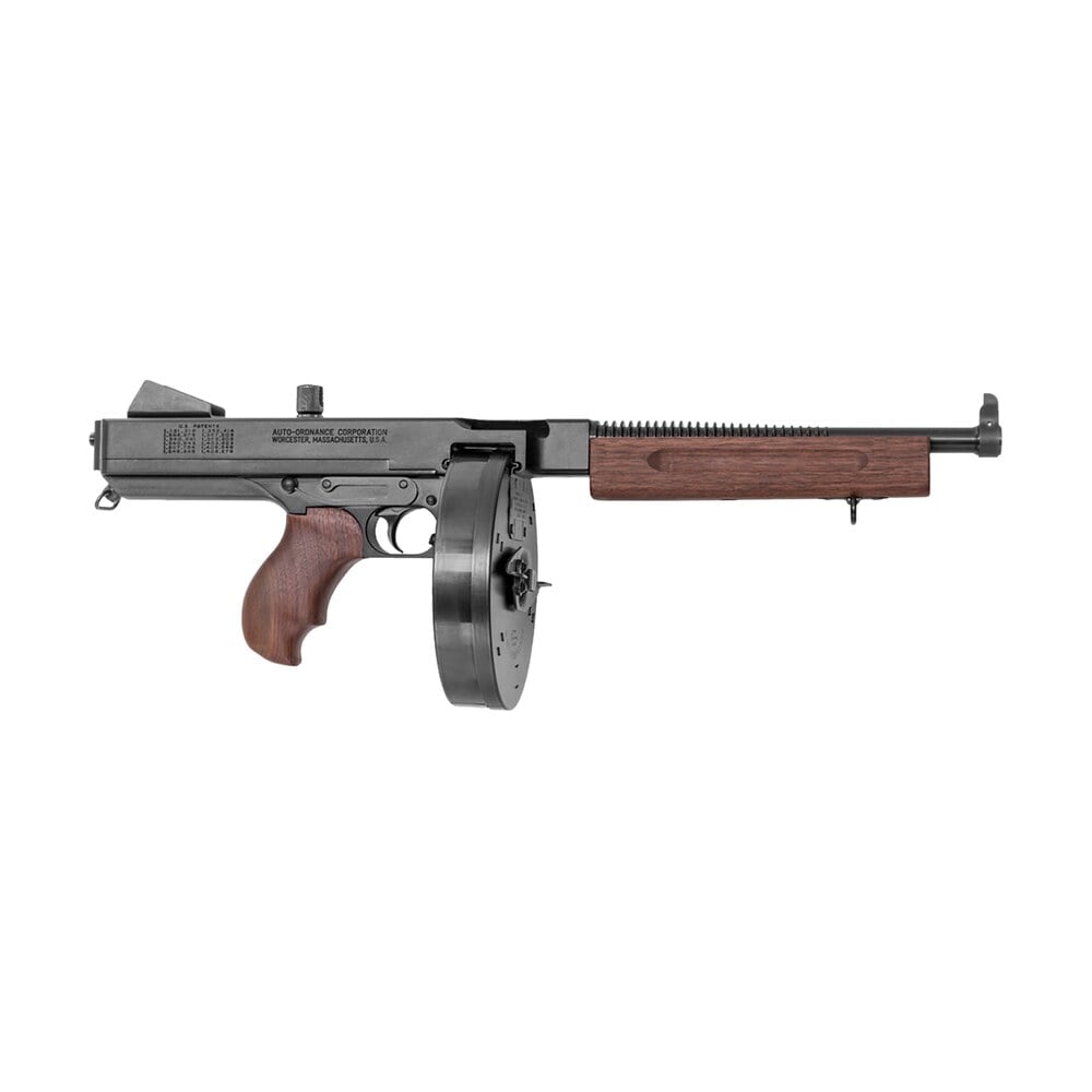 thompson ta5 1927a 1 lightweight deluxe 45 acp caliber with 10.50" barrel, 50+1 capacity (drum), black hard coat anodized metal finish, american walnut grip right hand Thompson TA5 1927A-1 Lightweight Deluxe 45 ACP Caliber Sports South item 52708