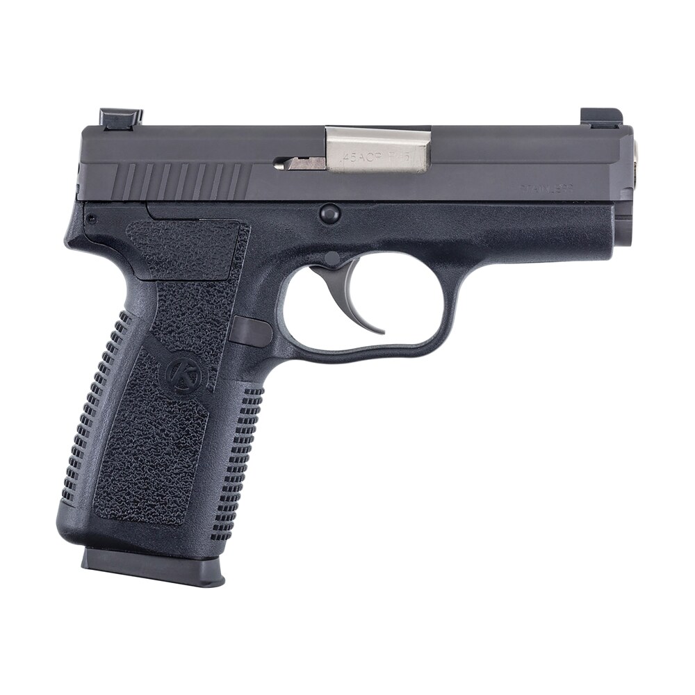 kahr arms kp4544n p *ca compliant 45 acp caliber with 3.40" barrel, 6+1 or 7+1 capacity, black finish frame, serrated matte black stainless steel slide, textured polymer grip & truglo night sights Kahr Arms KP4544N P *CA Compliant 45 ACP Caliber Sports South item 53159