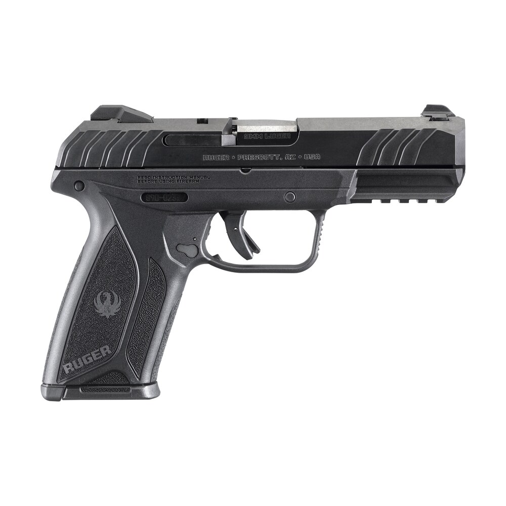 ruger 3810 security 9 9mm luger 15+1 4" black steel barrel, black oxide serrated steel slide, black polymer frame w/picatinny rail, black polymer grip Ruger 3810 Security-9 9mm Luger 15+1 4" Black Steel Sports South item 54111