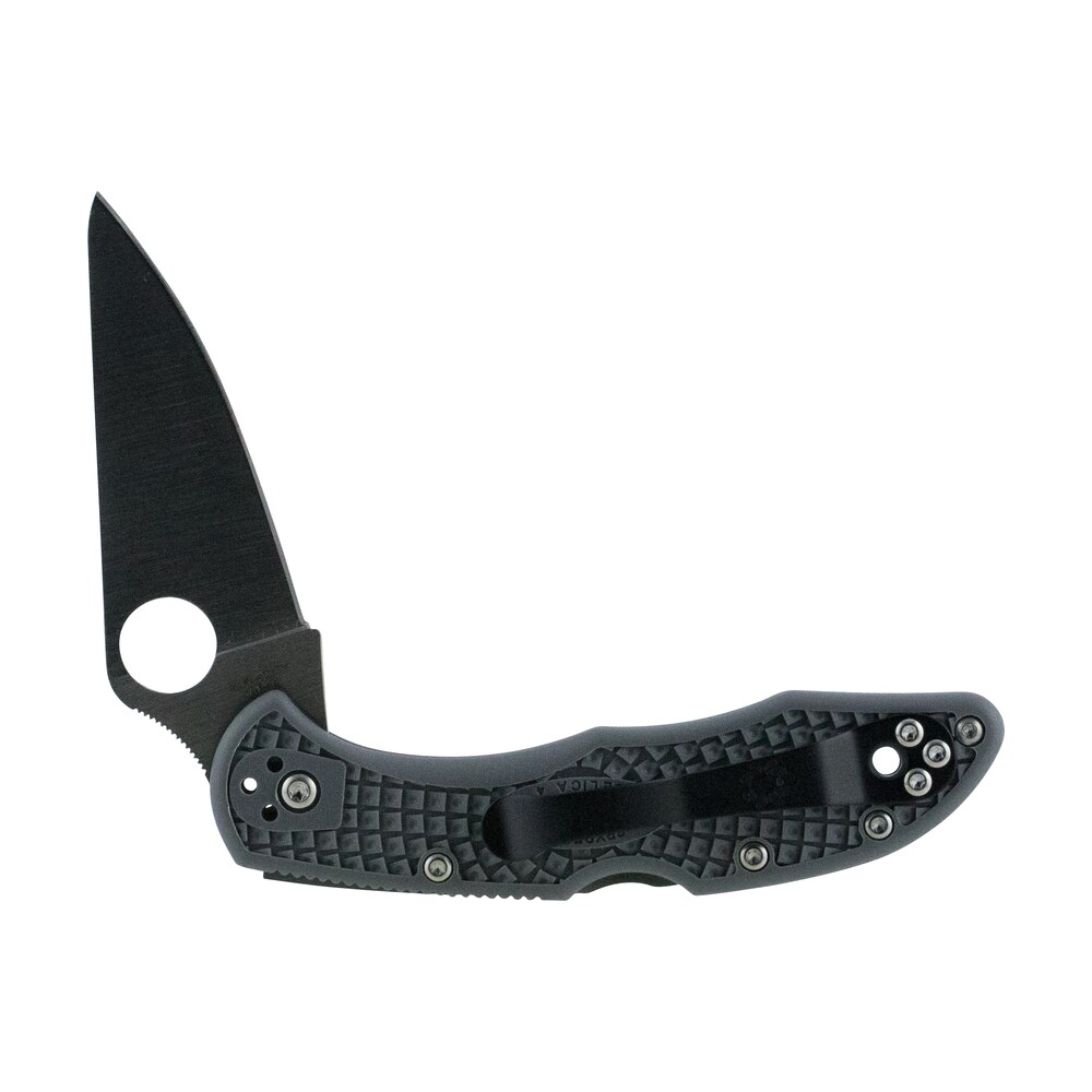 spyderco c11fpgy delica 4 lightweight 2.88" folding drop point plain vg 10 ss blade gray frn handle includes pocket clip Spyderco C11FPGY Delica 4 Lightweight 2.88" Folding Drop Point Plain VG-10 SS Blade Gray FRN Sports South item 54200