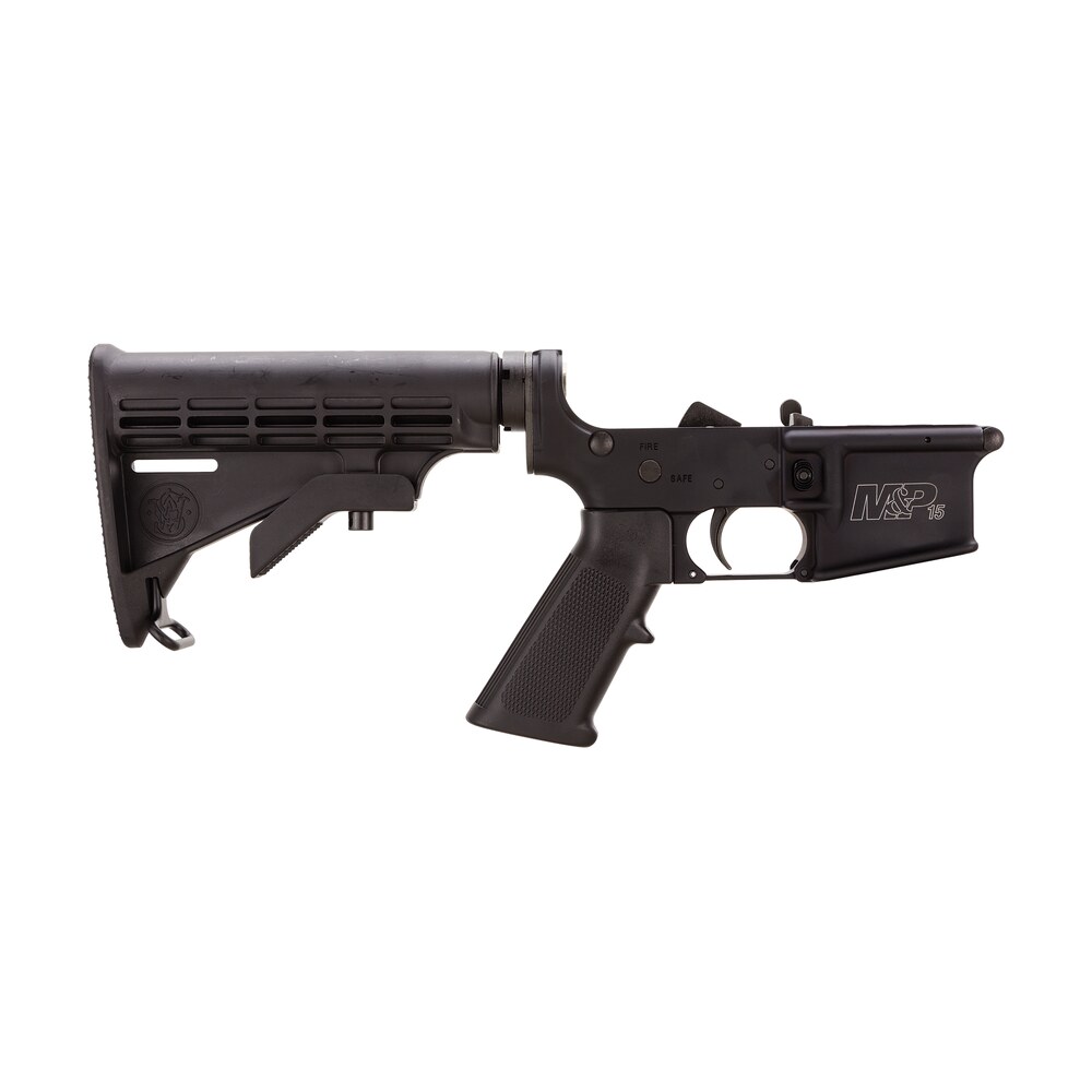 smith & wesson 812002 assembled lower receiver 5.56x45mm nato 7075 t6 aluminum black receiver, black synthetic collapsible stock pistol grip for s&w m&p15 Smith & Wesson 812002 Assembled Lower Receiver 5.56x45mm NATO 7075-T6 Aluminum Black Sports South item 55245