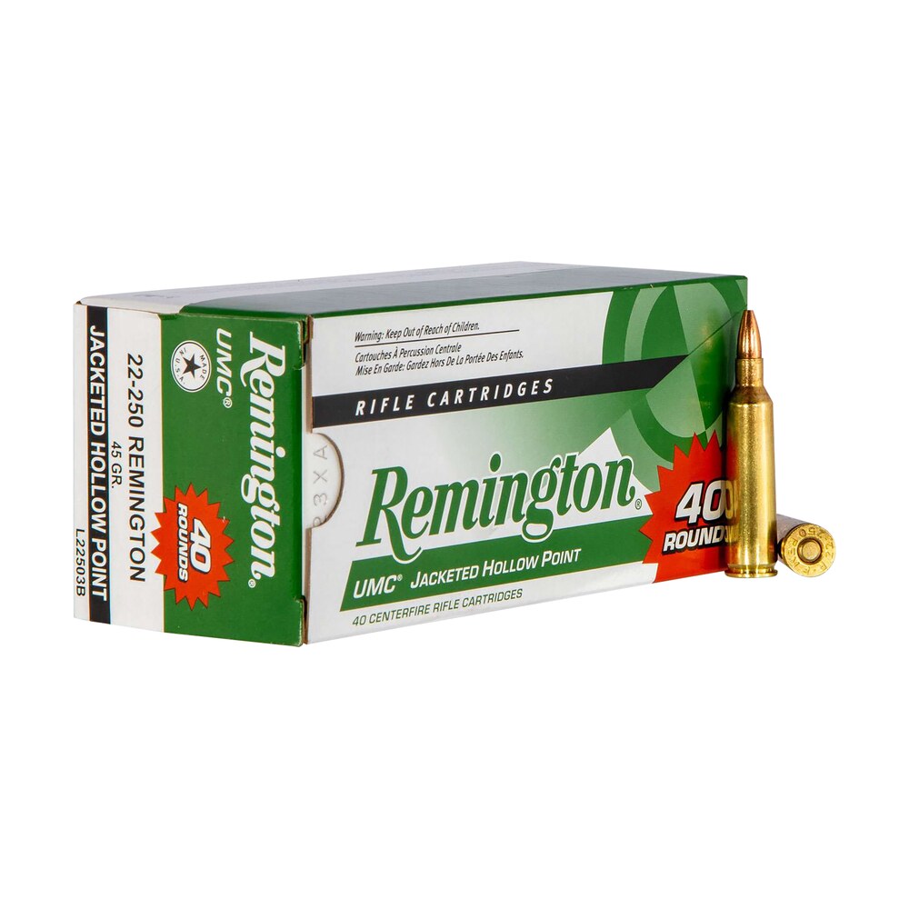 remington ammunition 23769 umc value pack 22 250rem 45gr jacketed hollow point 40 per box/10 case Remington Ammunition 23769 UMC Value Pack 22-250Rem 45gr Jacketed Hollow Point 40 Per Box/10 Sports South item 56277