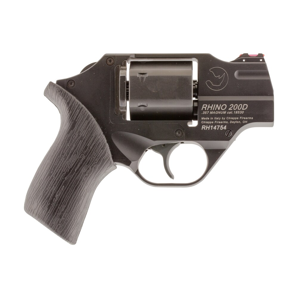 chiappa firearms cf340217 rhino 200d small frame 357 mag, 6 shot 2″ black anodized steel barrel, blued cylinder black anodized aluminum frame, black rubber grip, concealed hammer Chiappa Firearms CF340217 Rhino 200D Small Frame 357 Mag, 6 Shot 2" Black Anodized Steel Sports South item 5634