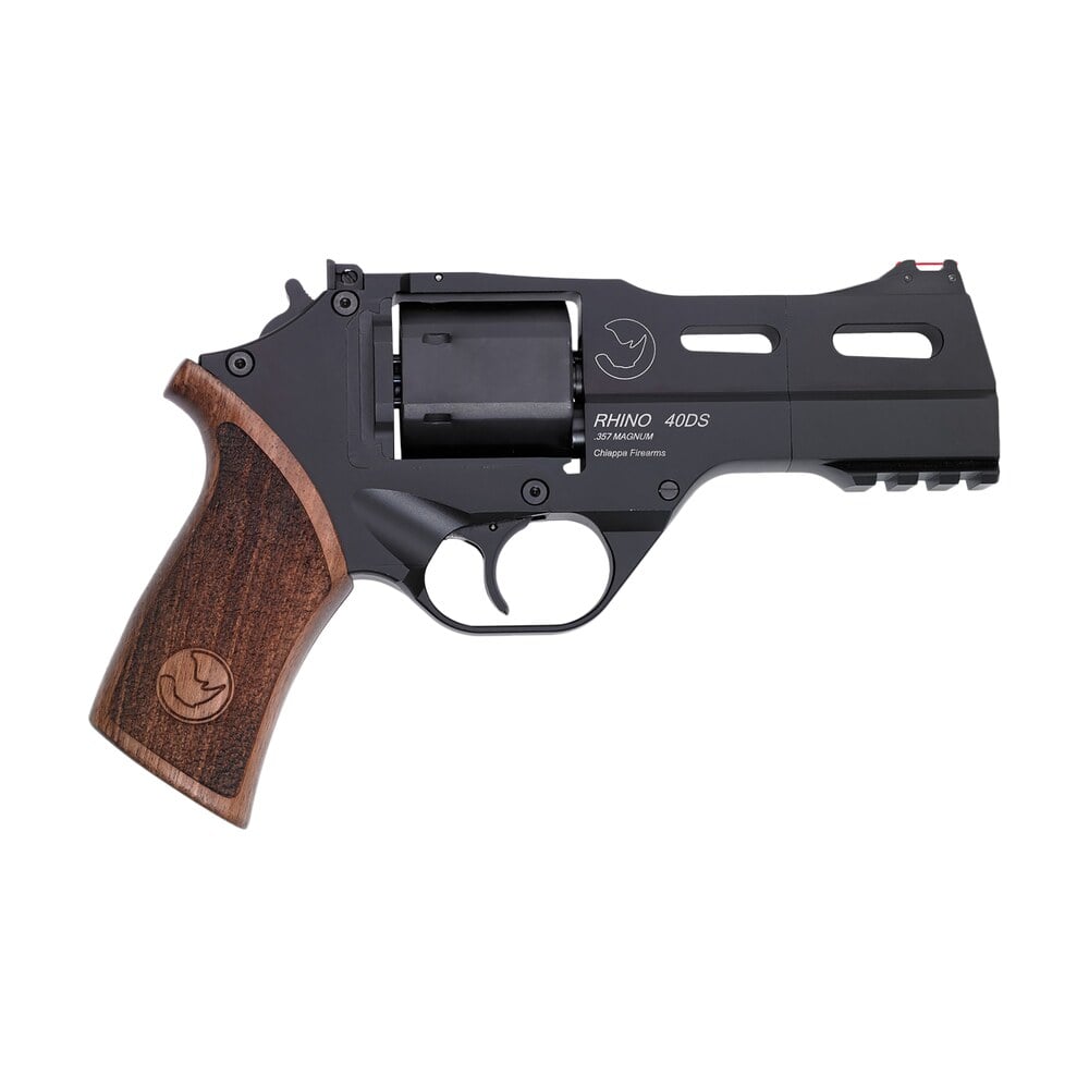 chiappa firearms cf340244 rhino 40sar 357 mag 6 shot 4″ black anodized steel barrel, blued steel cylinder, black anodized aluminum frame & barrel shroud, picatinny accessory rail, walnut grip Chiappa Firearms CF340244 Rhino 40SAR 357 Mag 6 Shot 4" Black Anodized Steel Sports South item 5650