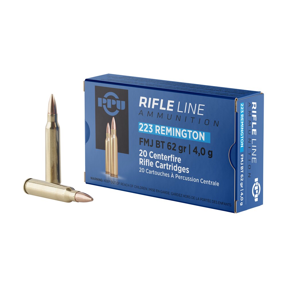 ppu pp223f2 standard rifle 223rem 62gr full metal jacket boat tail 20 per box/50 case PPU PP223F2 Standard Rifle 223Rem 62gr Full Metal Jacket Boat Tail 20 Per Box/50 Case Sports South item 56520