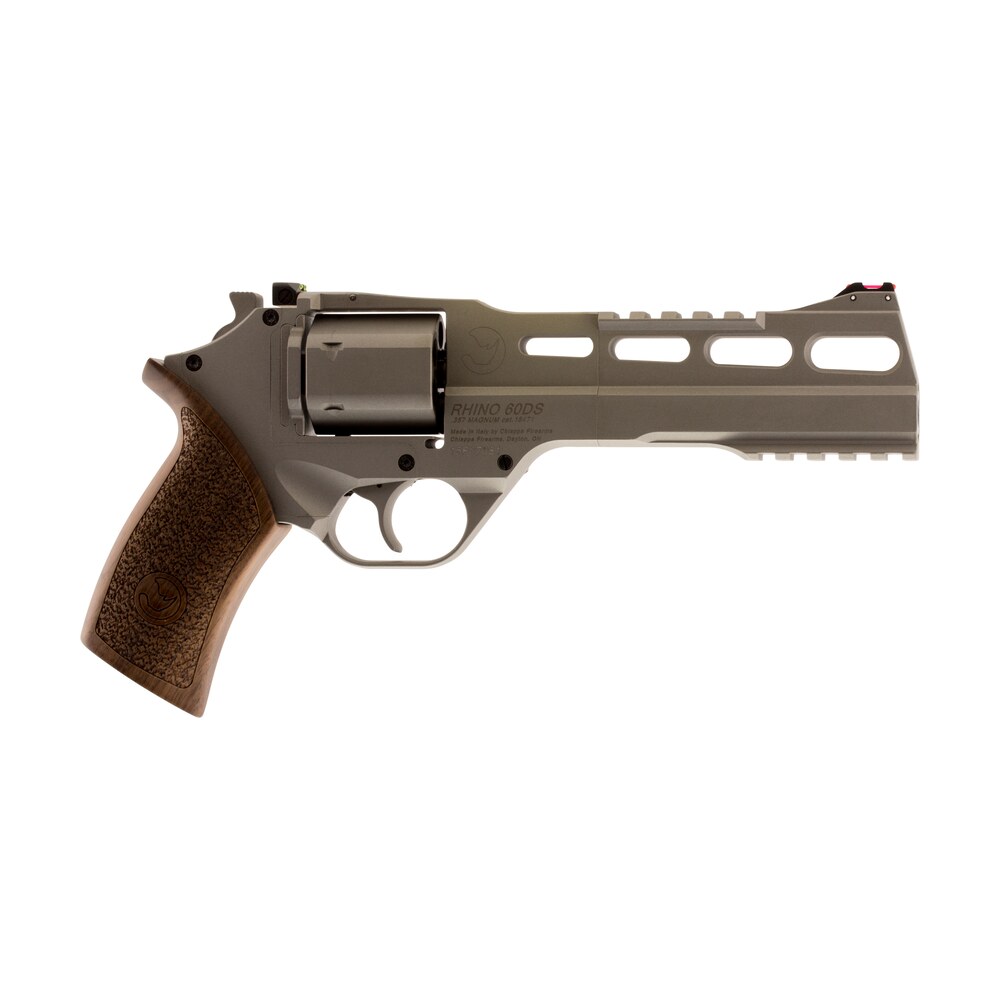 chiappa firearms cf340249 rhino 60sar *ca compliant 357 mag 6 shot 6″ nickel plated steel barrel & cylinder, nickel plated aluminum frame & barrel shroud, picatinny rails, walnut grip Chiappa Firearms CF340249 Rhino 60SAR *CA Compliant 357 Mag 6 Shot 6" Nickel-Plated Steel Sports South item 5656