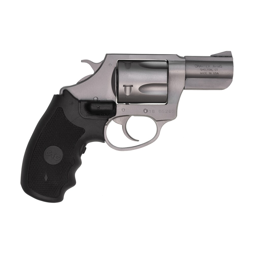 charter arms 73524 mag pug large 357 mag, 5 shot 2.20" matte stainless steel barrel, cylinder & frame w/black crimson trace laser grip Charter Arms 73524 Mag Pug Large 357 Mag, 5 Shot 2.20" Matte Stainless Steel Sports South item 56882
