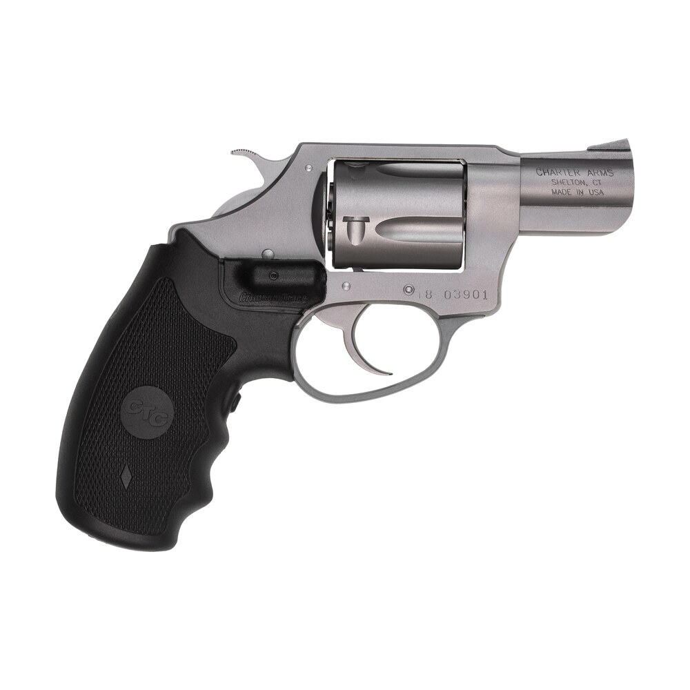 charter arms 73824 undercover small 38 special, 5 shot 2" matte stainless steel barrel & cylinder, aluminum frame w/black crimson trace laser grip, exposed hammer Charter Arms 73824 Undercover Small 38 Special, 5 Shot 2" Matte Stainless Steel Barrel & Sports South item 56887