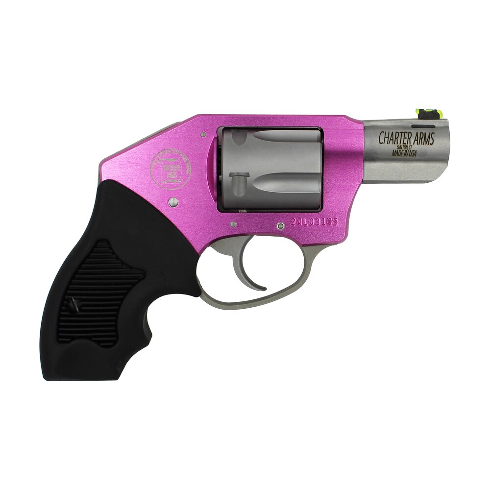 charter arms 53831 undercover lite pink lady small 38 special, 5 shot 2" stainless steel barrel & cylinder, pink aluminum frame w/black finger grooved rubber grip, concealed hammer Charter Arms 53831 Undercover Lite Pink Lady Small 38 Special, 5 Shot 2" Stainless Steel Barrel Sports South item 56888