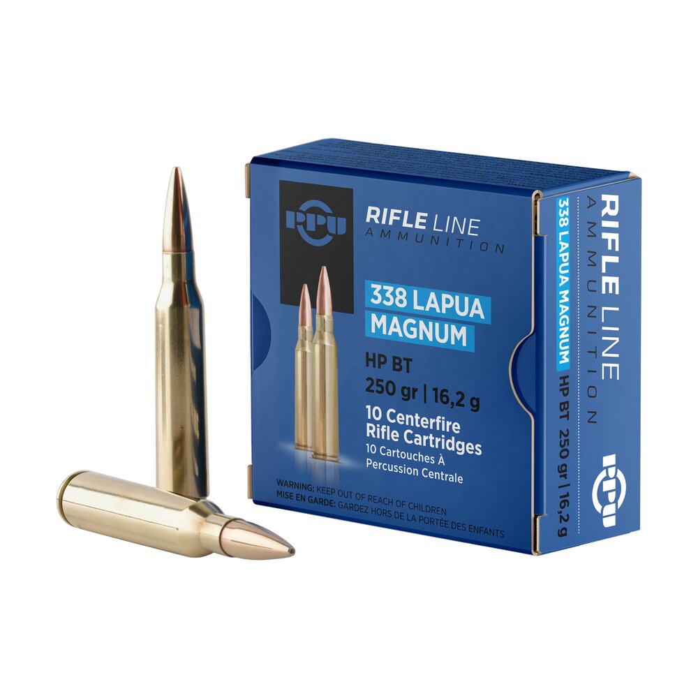ppu pp338h standard rifle 338lapuamag 250gr hollow point boat tail 10 per box/20 case PPU PP338H Standard Rifle 338LapuaMag 250gr Hollow Point Boat Tail 10 Per Box/20 Case Sports South item 57018