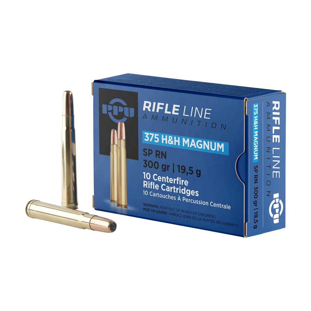ppu pp375s standard rifle 375h&hmag 300gr soft point round nose 10 per box/20 case PPU PP375S Standard Rifle 375H&HMag 300gr Soft Point Round Nose 10 Per Box/20 Case Sports South item 57020