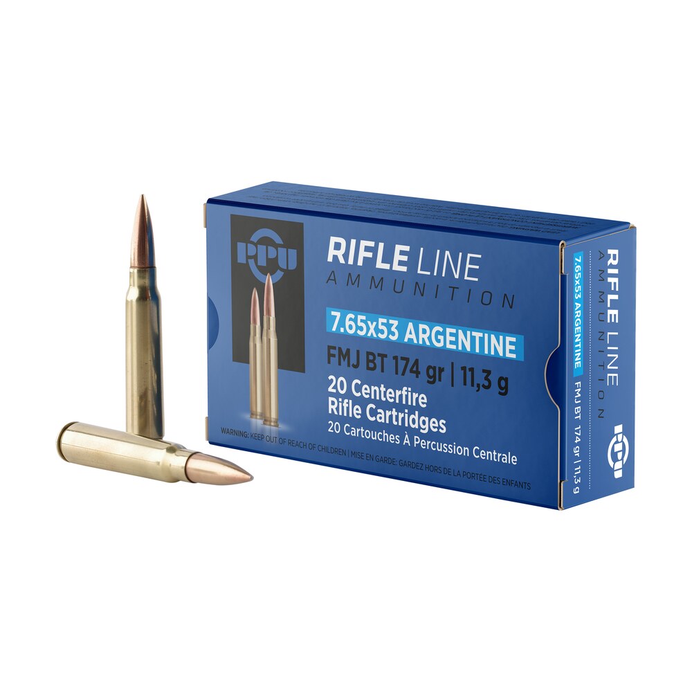 ppu pp7af metric rifle 7.65x53mmargentine 174gr full metal jacket boat tail 20 per box/10 case PPU PP7AF Metric Rifle 7.65x53mmArgentine 174gr Full Metal Jacket Boat Tail 20 Per Box/10 Case Sports South item 57043