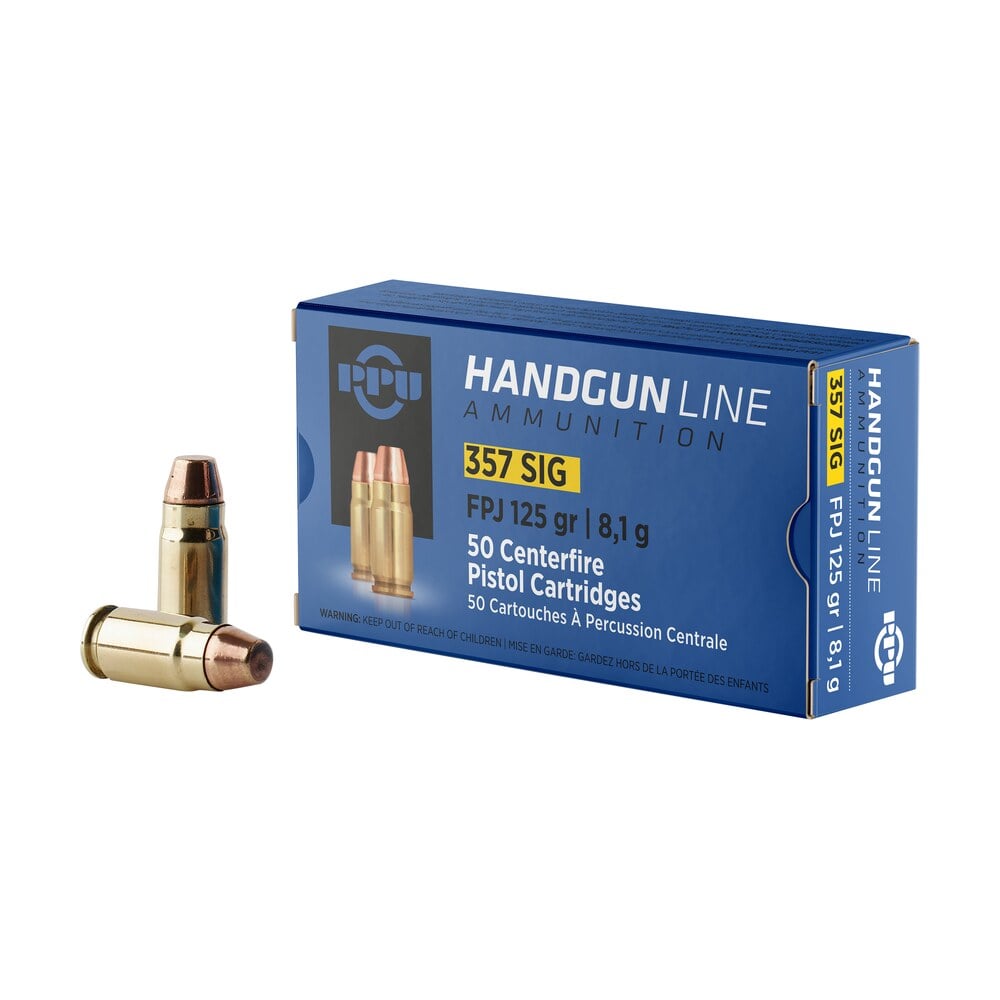 ppu pph357s handgun 357sig 125gr flat point jacketed 50 per box/20 case PPU PPH357S Handgun 357Sig 125gr Flat Point Jacketed 50 Per Box/20 Case Sports South item 57061