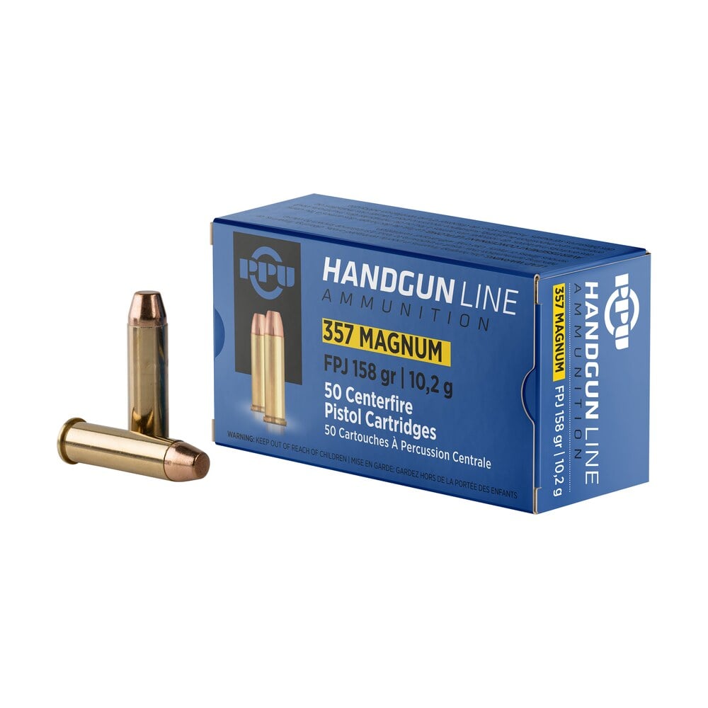 ppu pph357mf handgun 357mag 158gr flat point jacketed 50 per box/10 case PPU PPH357MF Handgun 357Mag 158gr Flat Point Jacketed 50 Per Box/10 Case Sports South item 57065