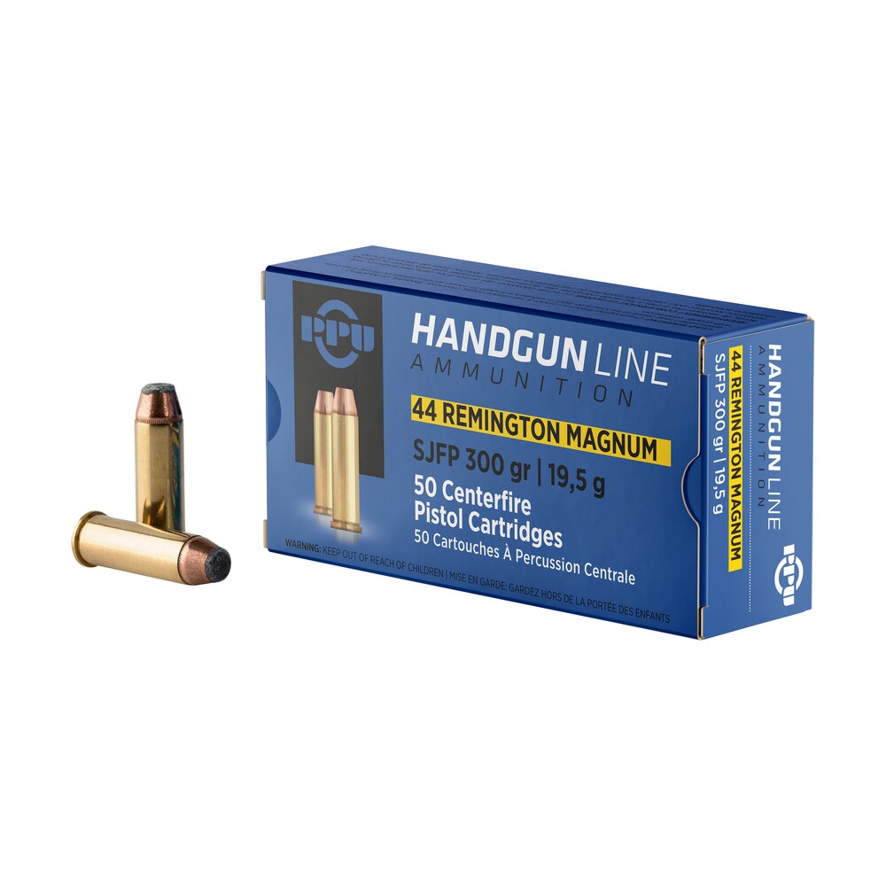 ppu pph44mf handgun 44remmag 300gr semi jacketed flat point 50 per box/10 case PPU PPH44MF Handgun 44RemMag 300gr Semi Jacketed Flat Point 50 Per Box/10 Case Sports South item 57073