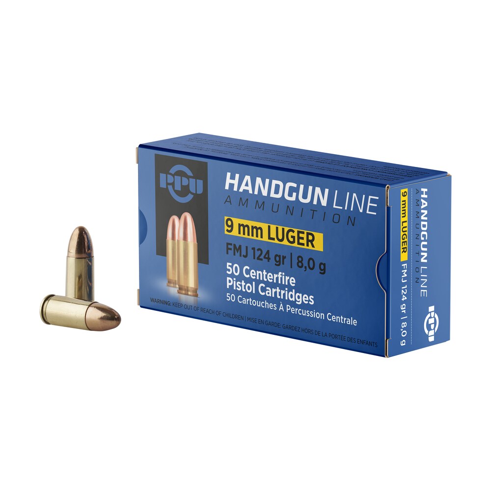 ppu pph9f2 handgun 9mmluger 124gr full metal jacket 50 per box/20 case PPU PPH9F2 Handgun 9mmLuger 124gr Full Metal Jacket 50 Per Box/20 Case Sports South item 57099