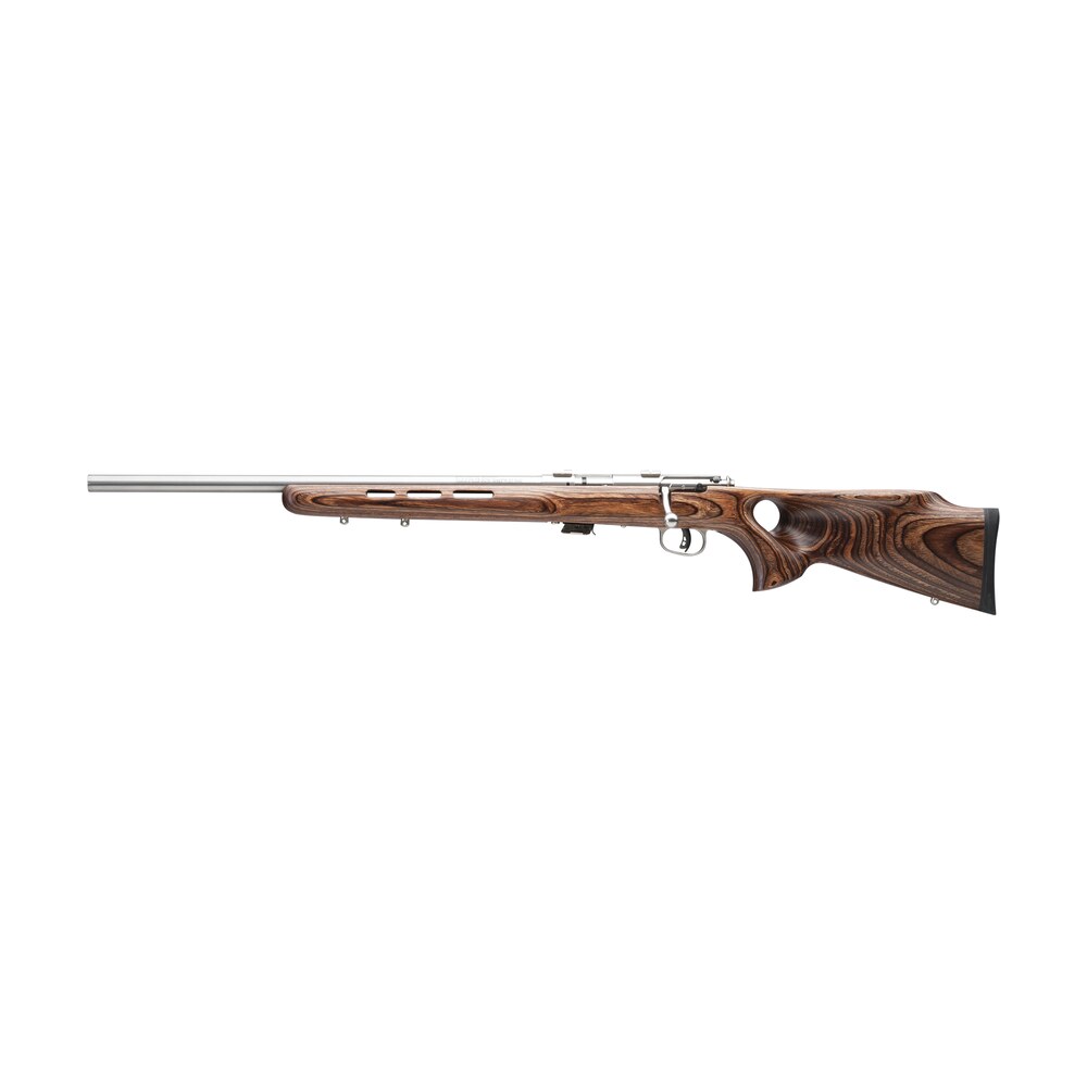 savage arms 25795 mark ii btv full size 22 lr 5+1 21" satin heavy button rifled barrel, satin drilled & tapped stainless steel receiver, satin brown thumbhole laminate stock, left hand Savage Arms 25795 Mark II BTV Full Size 22 LR 5+1 21" Satin Heavy Button Rifled Sports South item 57435
