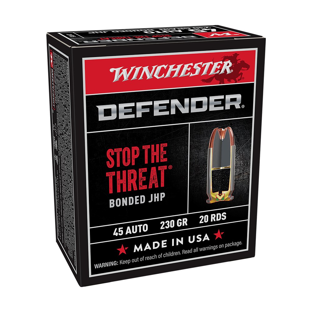 winchester ammo s45pdb defender 45acp 230gr bonded jacket hollow point 20 per box/10 case Winchester Ammo S45PDB Defender 45ACP 230gr Bonded Jacket Hollow Point 20 Per Box/10 Case Sports South item 57963