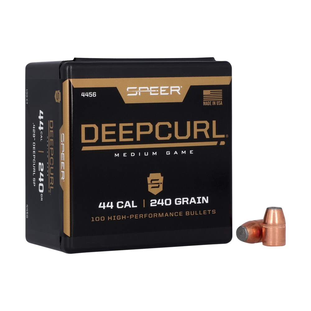 speer 4456 deepcurl 44 cal .429 240 gr soft point 100 per box/ 10 case Speer 4456 DeepCurl 44 Cal .429 240 gr Soft Point 100 Per Box/ 10 Case Sports South item 58011