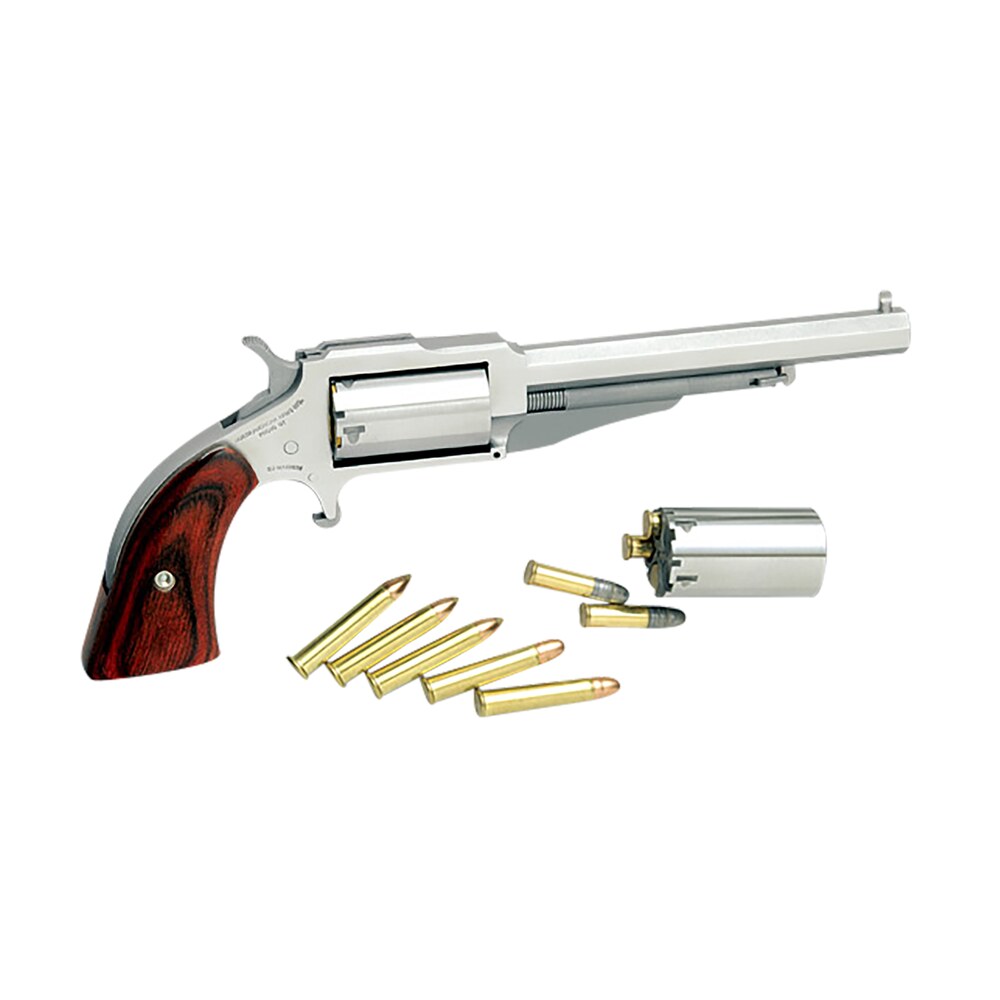 north american arms 18604c 1860 the earl *ca compliant 22 lr/22 wmr 5 shot 4" stainless steel barrel, frame & cylinder, rosewood boot grip, exposed hammer North American Arms 18604C 1860 The Earl *CA Compliant 22 LR/22 WMR 5 Shot 4" Stainless Steel Sports South item 58416