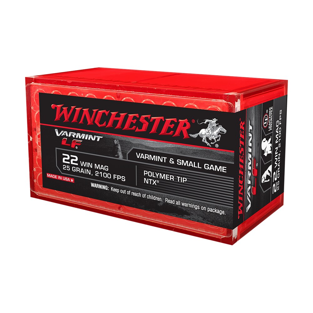 winchester ammo x22mhlf varmint lf 22wmr 25gr polymer tip ntx 50 per box/40 case Winchester Ammo X22MHLF Varmint LF 22WMR 25gr Polymer Tip NTX 50 Per Box/40 Case Sports South item 59030